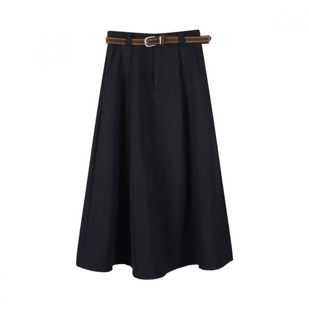 Brown Belt Back Banded Long Skirt As1ws220