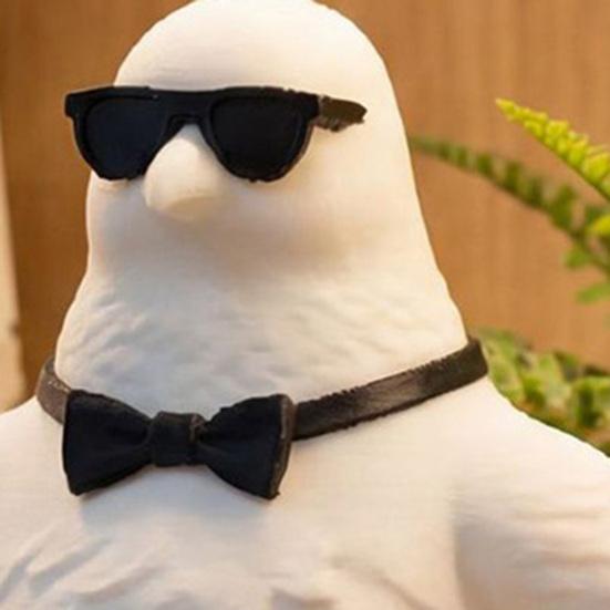 Funny Sunglasses Sparrow Figurine 3D Printed Cool Bird Statue Novelty Animal Desktop Ornament for Home Office Decor