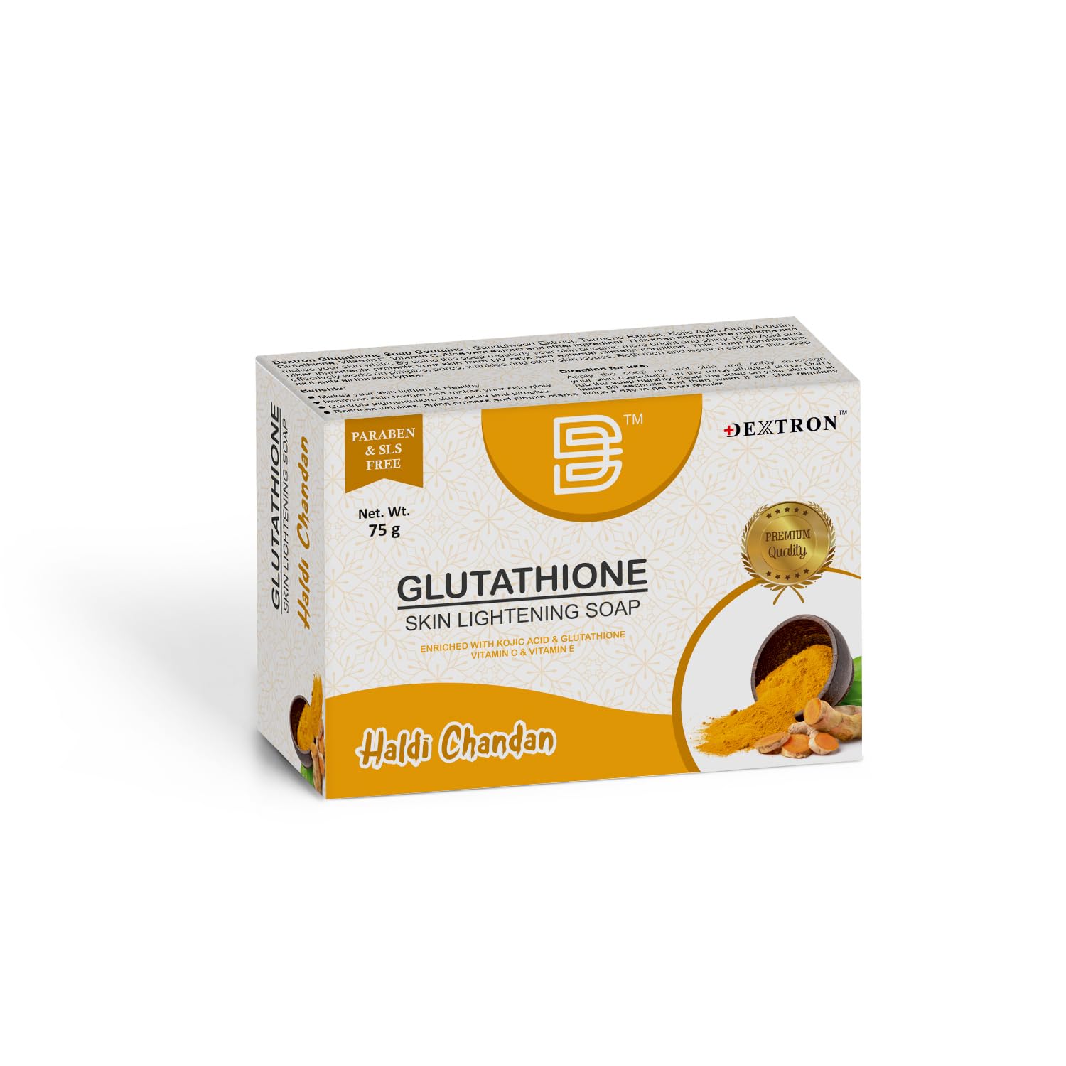 Dextron Glutathione Skin Lightening Soap With Kojic Acid, Vitamin C & E, And Haldi Chandan - Illuminate & Revitalize Your Skin (Pack Of 1)