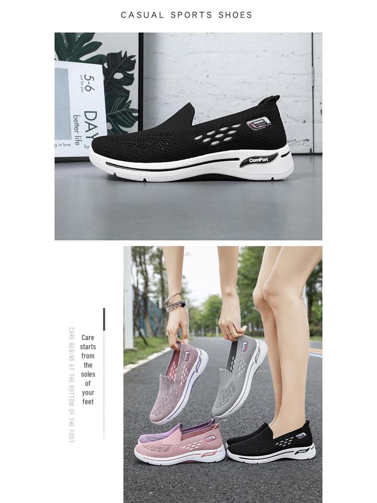 Summer 2025 Breathable Mesh Walking Shoes for Women - Comfortable Casual Shoes for Middle-Aged and Elderly