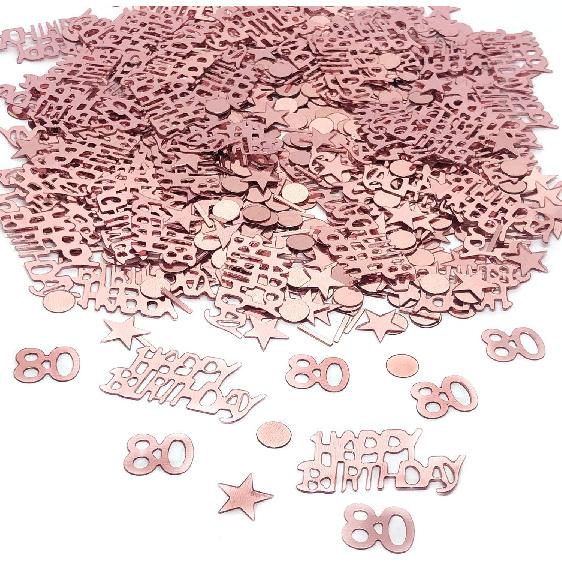 TFYU Happy Birthday Party Table Confetti - Twinkle Stars Foil Metallic Sequ & Special Events Table Scatters - 700pcs (Rose Gold) (80 Years Old)