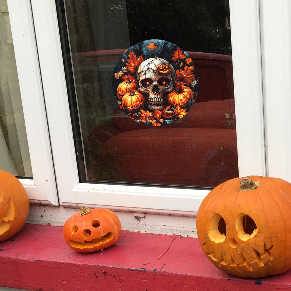Halloween Skull Pumpkin Uv Electrostatic Glass Showcase Home Decor Stickers