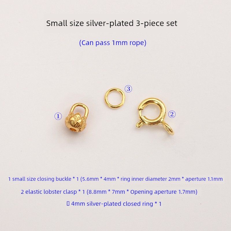 

S925 Silver Plated Lotus Closing Buckle Bracelet Necklace Bag Buckle Bracelet Clasp Connector End DIY Silver Accessories Small size silver-plated 3-piece set/1 copy
