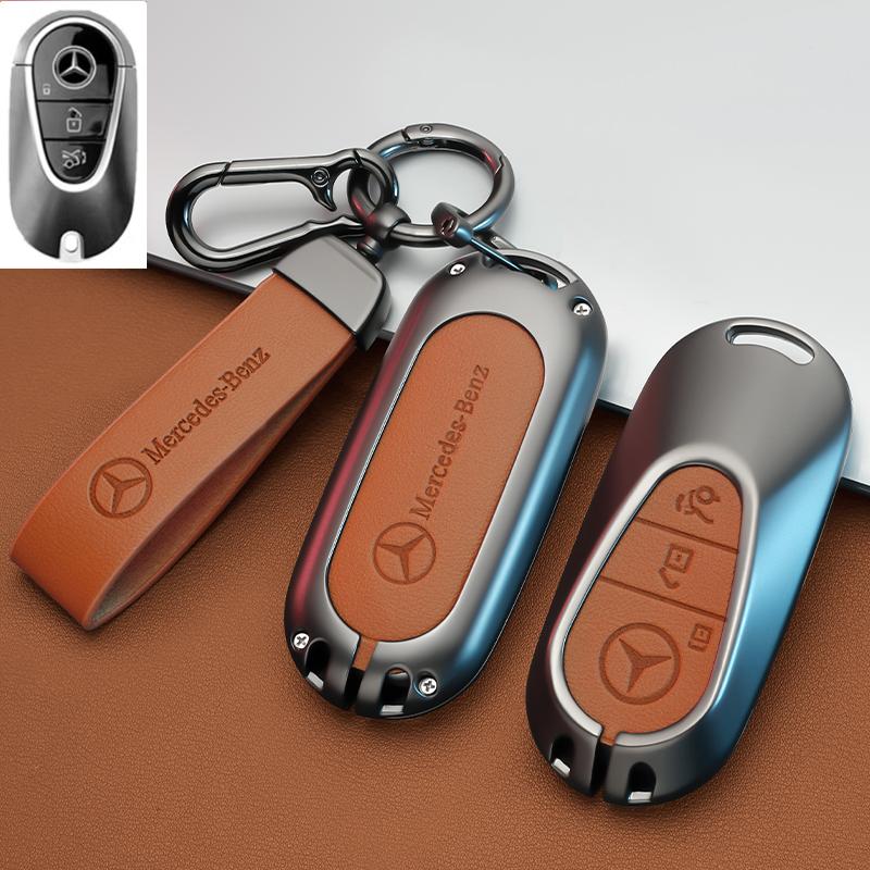 SFX1 Zinc Alloy+Leather Car Key Case Cover for Mercedes Benz 2021 C /S Class W223 W206 S350L S400L S450L S500L Protector