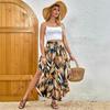 Bohemian Style Flowy Mid-Length Skirt with Personality Print for Summer Vacation