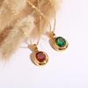 European and American Style 18K Titanium Steel Multi-Color Gemstone Necklace for Women