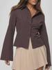 2024 European & American Spring/Autumn Striped Slim-Fit Button-Down Cardigan with Lapel
