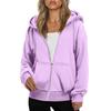 Women's Fashionable Loose Fleece Hooded Casual Cardigan With Zipper Sweatshirt