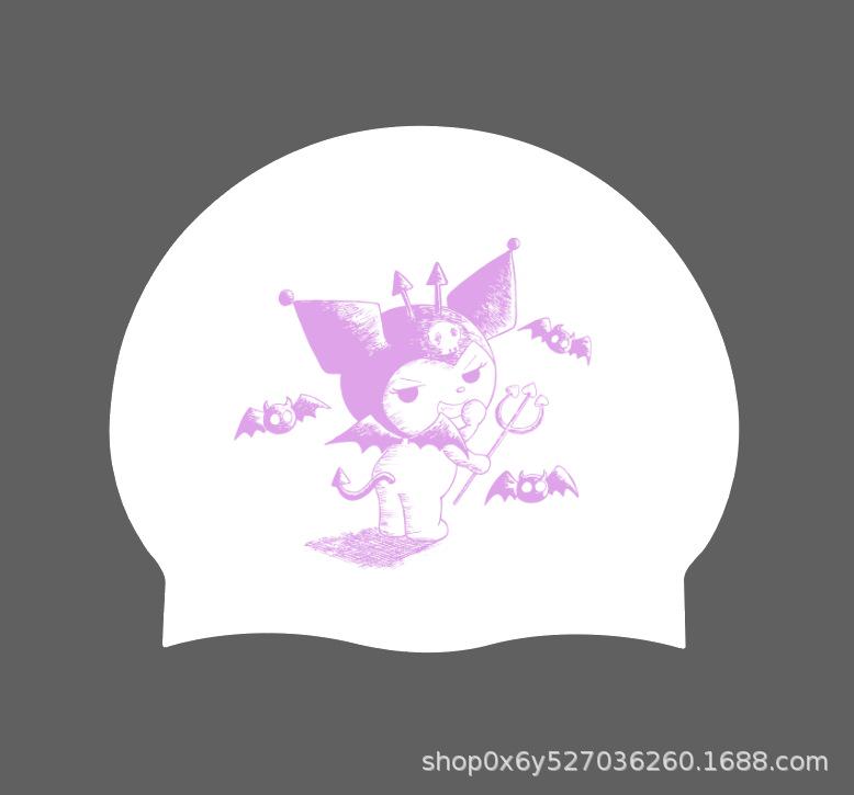 Women's Long Hair Silicone Swim Cap with Racing Pattern for Large Sizes