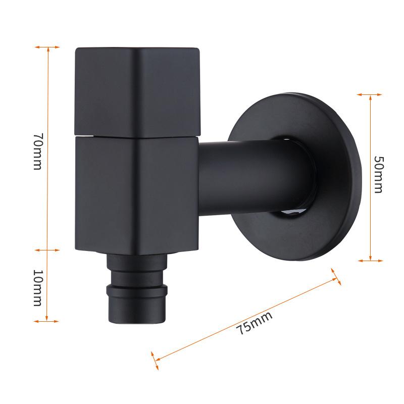 

Black Brass Extended Outdoor Garden Faucet Wall Mounted Bathroom Corner Washing Machine Tap Durable Water Supply Valve