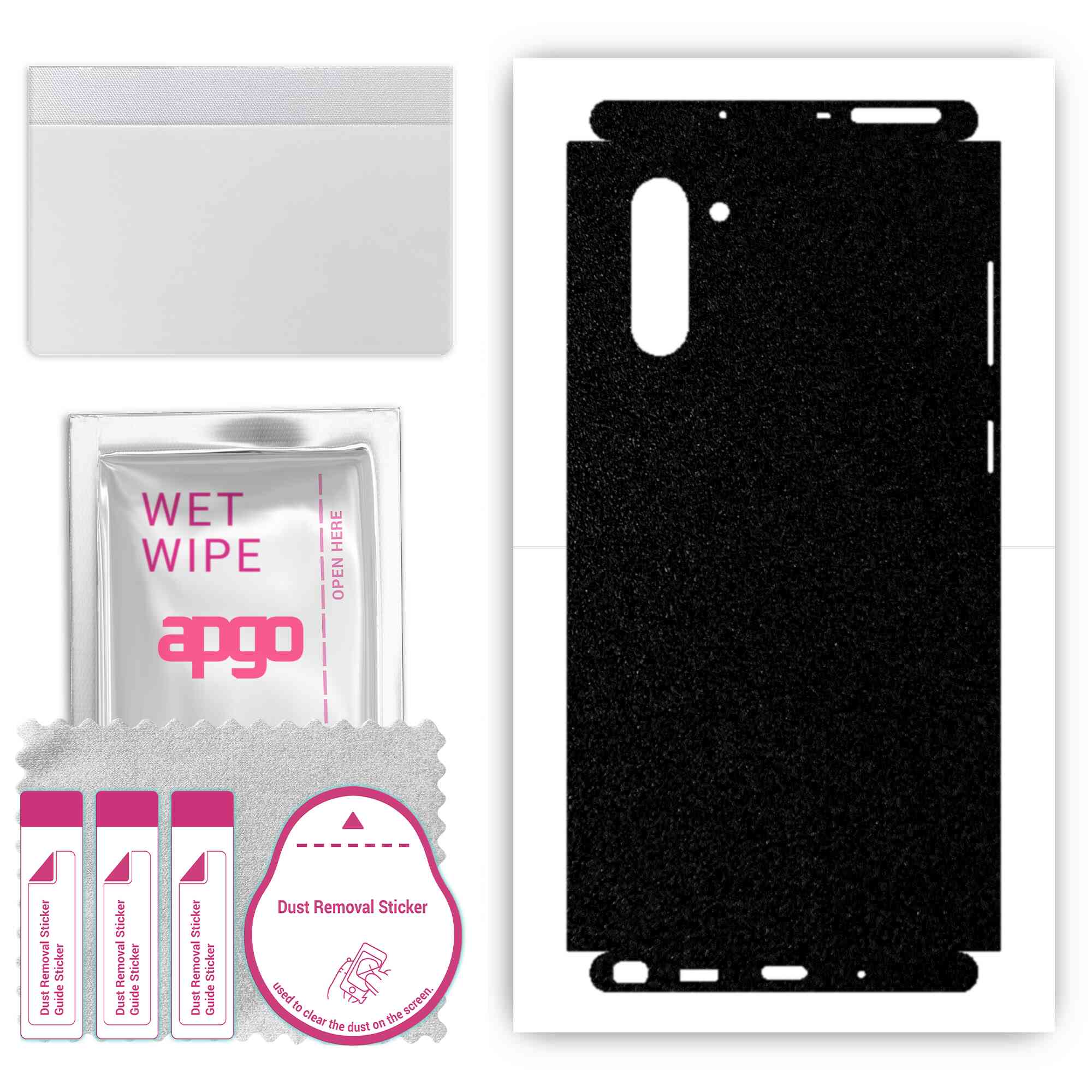 

Apgo Protective Skin Sticker for the back+sides compatible with Samsung Galaxy Note 10, Full Wrap Film, Foil, Vinyl - Pattern Matte Black