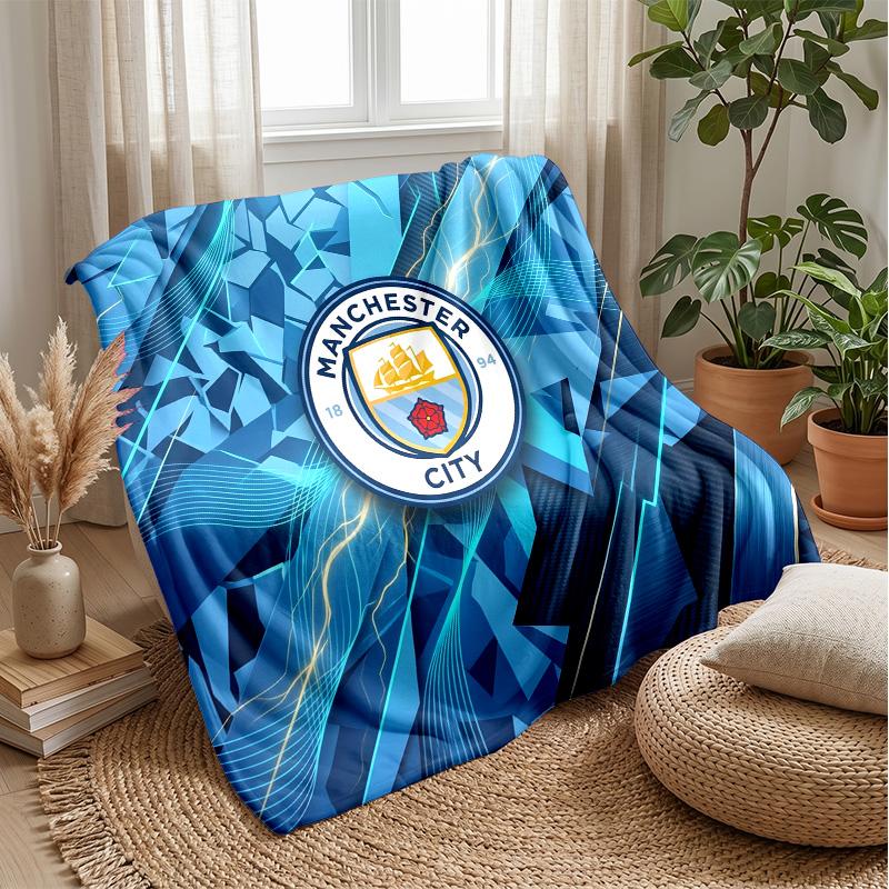 Couverture sur le thème de Manchester City Couverture douce en flanelle Couverture jetée pelucheuse Couverture douillette pour canapé et lit pour la décoration de la maison