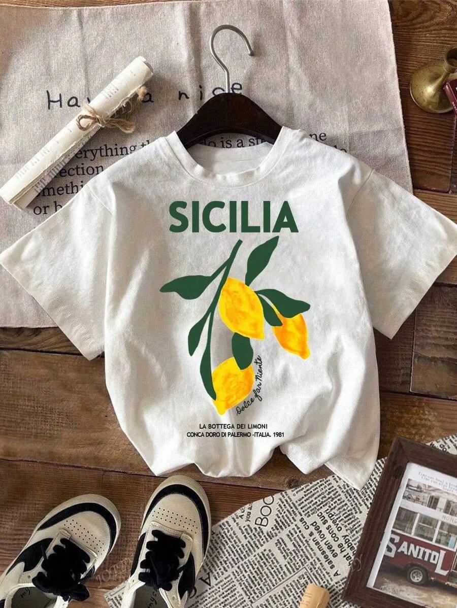 Amalfi CoastCamiseta con diseño de limón y fruta para mujer camisetas deportivas de verano de Unisexga corta para mujer S