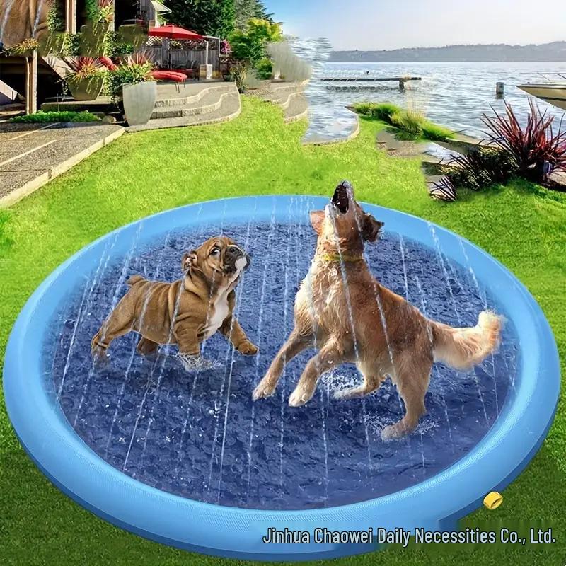 Square PVC Pet Sprinkler Pad Outdoor Water Play Mat