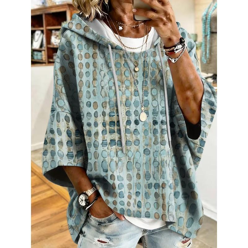 Women's Plus-Size Hooded Sweatshirt, Elegant Comfortable Simple Pattern Print,Fashionable and Versatile