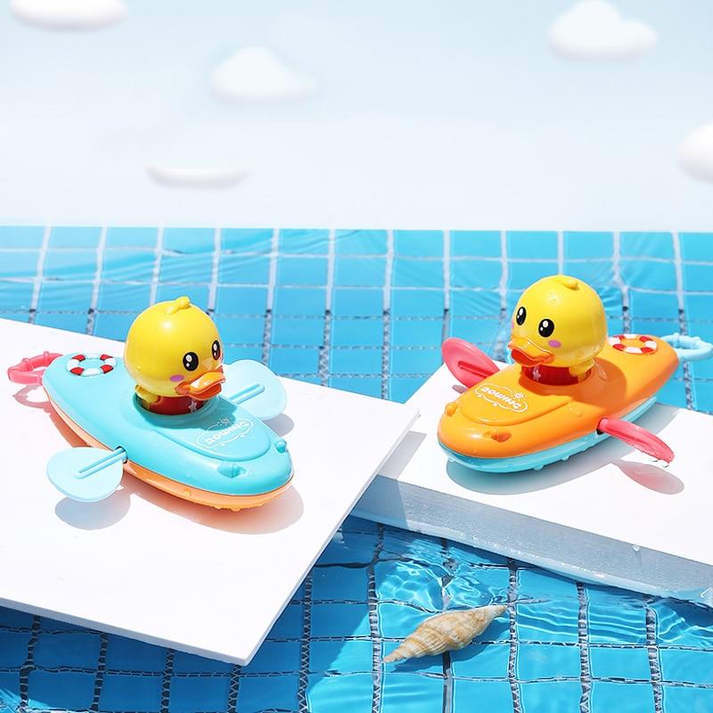 Kinder Bad Wasser Spielen Spielzeug Kette Ruderboot Schwimmen Schwimmende Cartoon Gelbe Ente Säugling Baby Frühe Bildung Badezimmer Strand Geschenke
