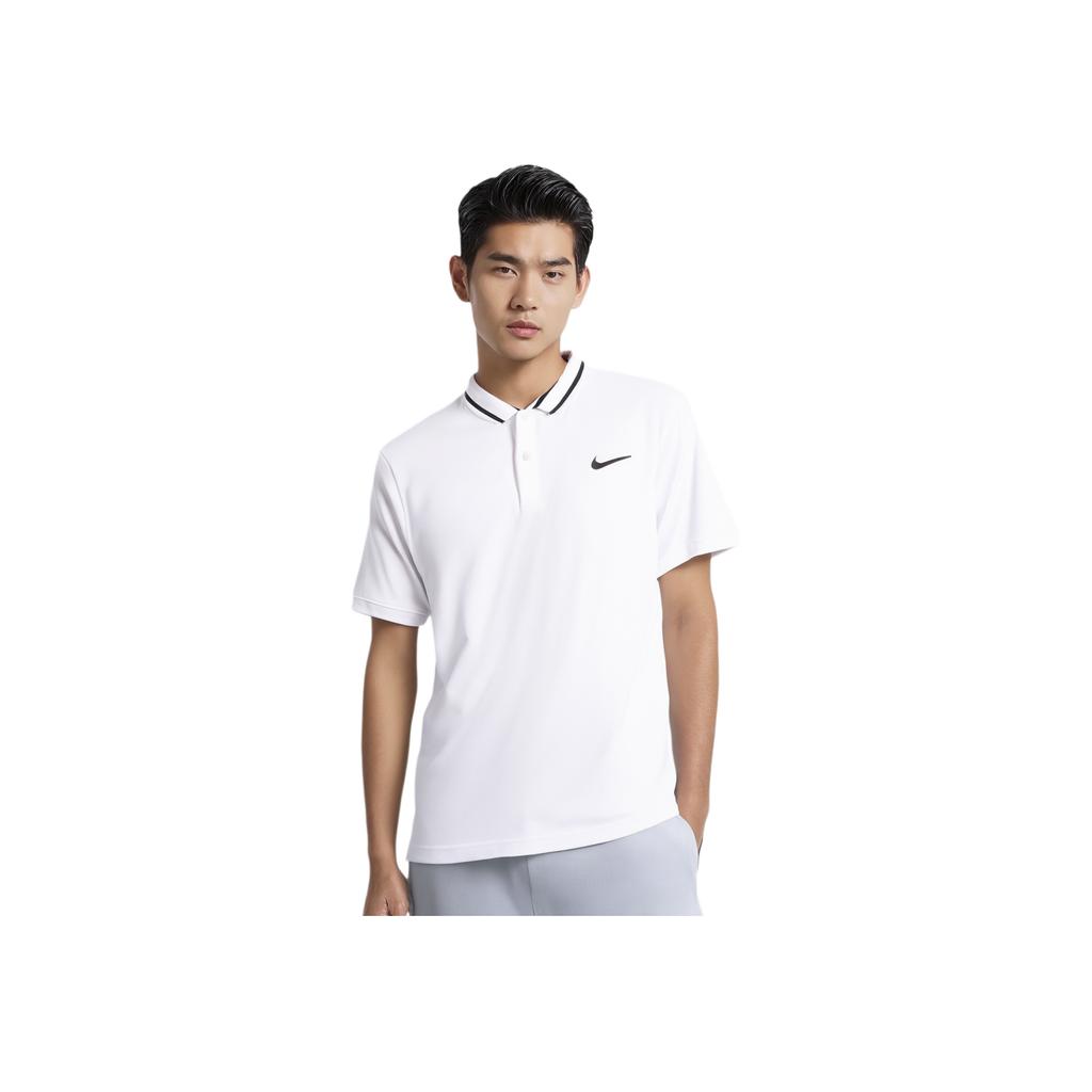 Nike Court Dri-FIT Polo Shirt with Black Collar Men Tops White BV1195-100