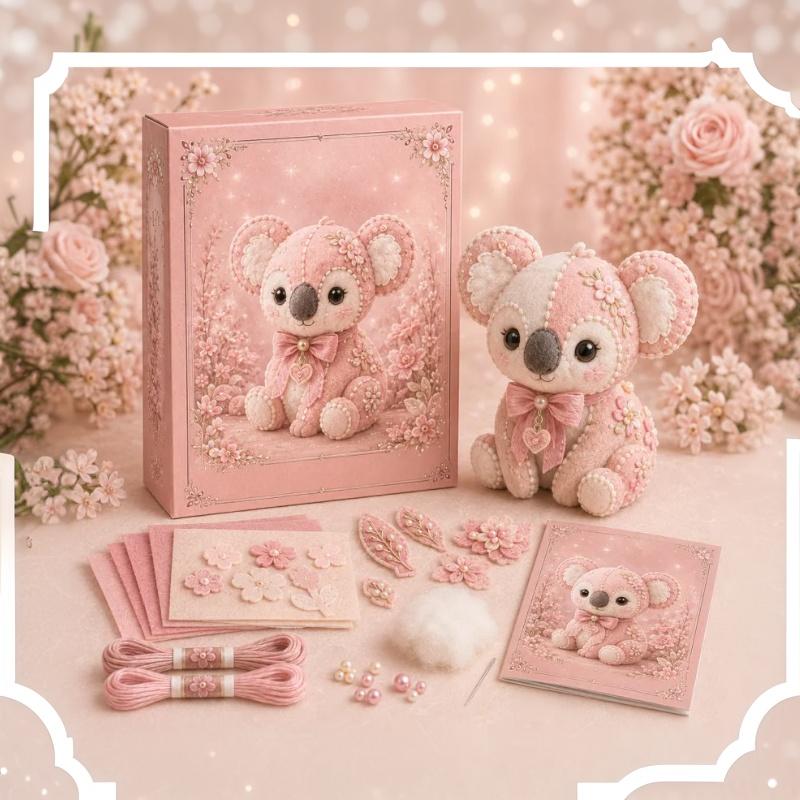 Pink Forest Friends Diy Patchwork Collection, All-Inclusive Sewing Kit To Make Cute Woodland Animals, Household Hobby Decor Gift