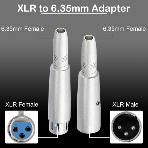 Xiatiaosann XLR 3-Pin Male to 6.35mm Female Converter Adapter Socket Audio Connector TRS Jack, XLR Female to 6.35mm Female Microphone Mixer Stereo Con