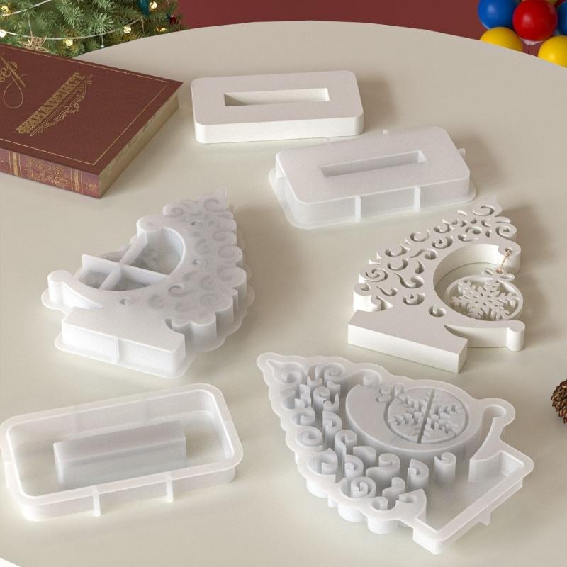 Holiday Resin Craft Mould Christmas Tree Silicone Mould With Snowflake Designs For Festive Decorations