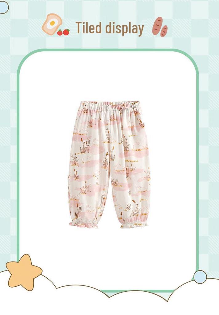 Children's Elastic Waist Mosquito Repellent Summer Pants - European & American Style for Boys & Girls
