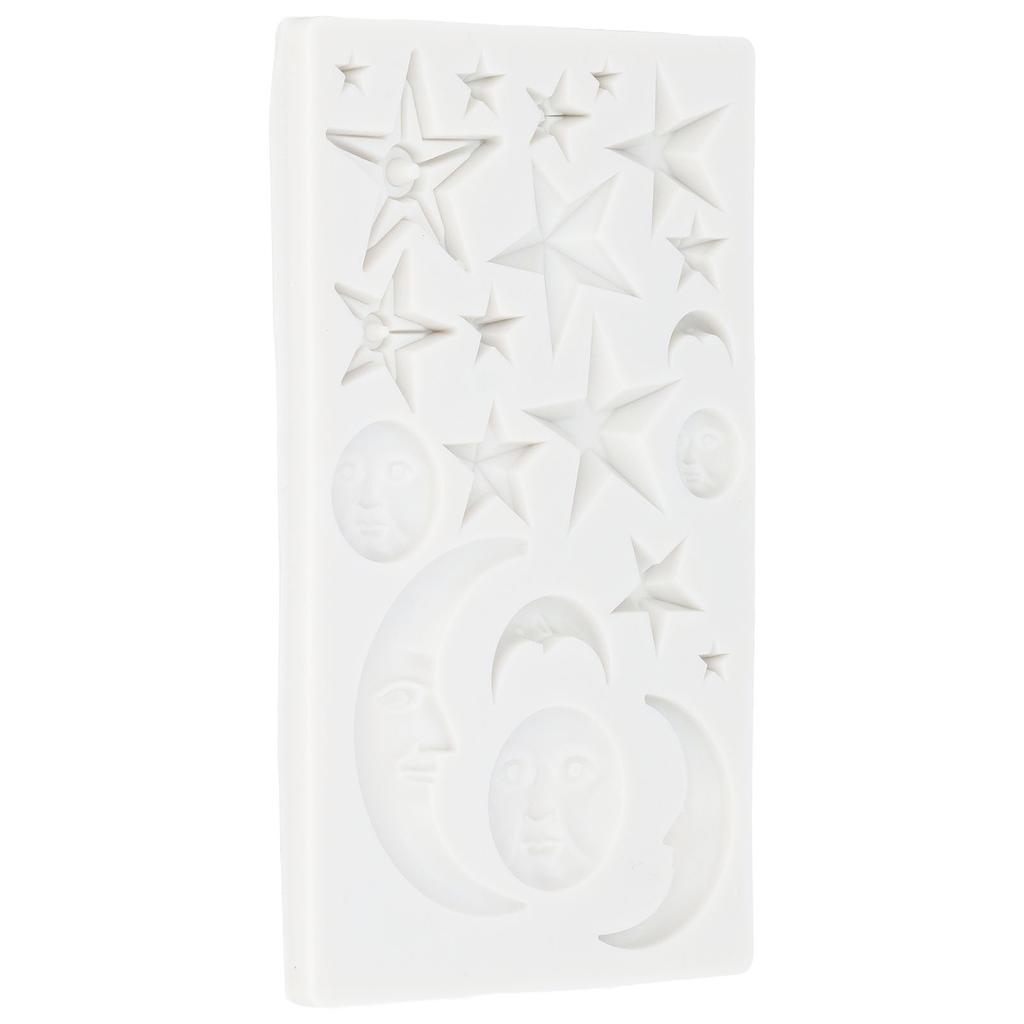 Silicone Fondant Mold Star Moon Face Nonstick Food Grade Silicone Reusable Heat Resistant Odorless Chocolate Molds