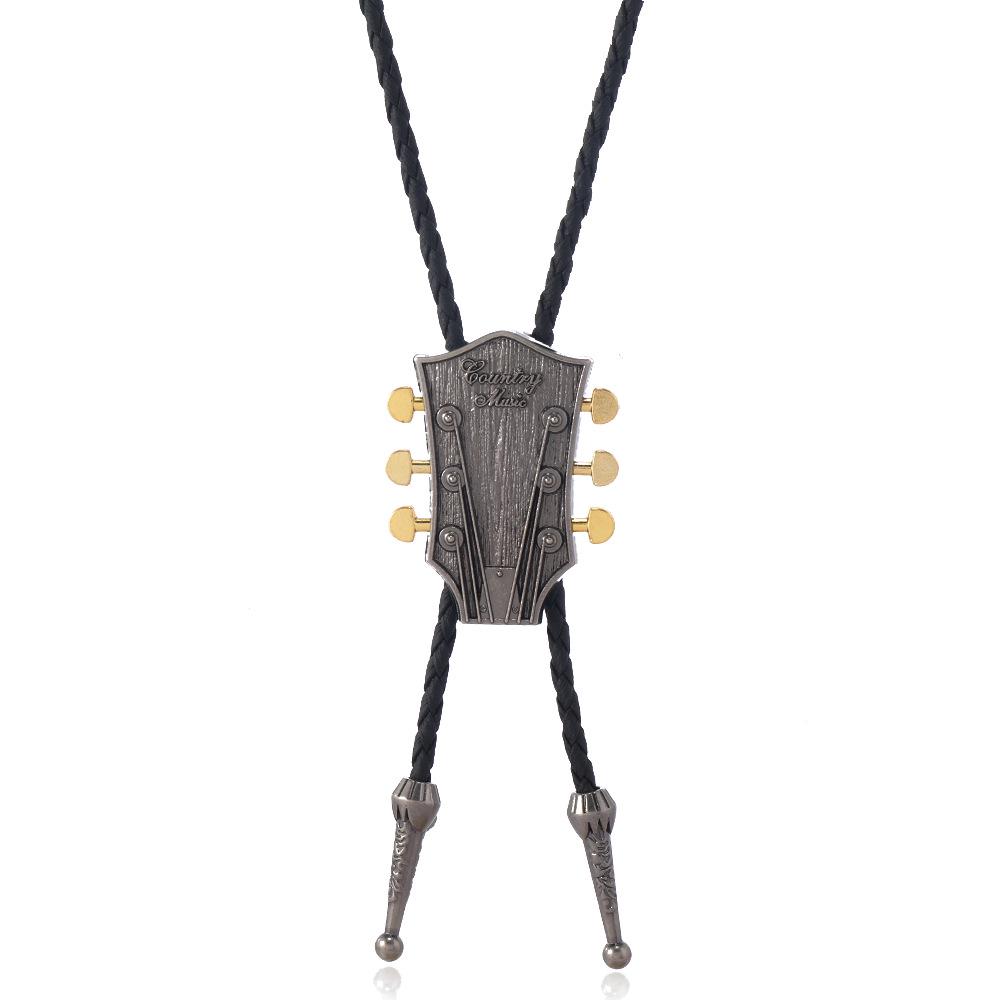 

Vintage Adjustable Leather Guitar Bolo Tie Necklace античный бронзовый
