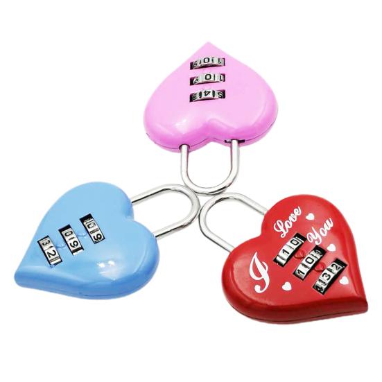 Heart Padlock Code 3 Numbers Password Combination Heart Shape Safety Love Zinc Alloy Luggage Box Lock Household Accessories