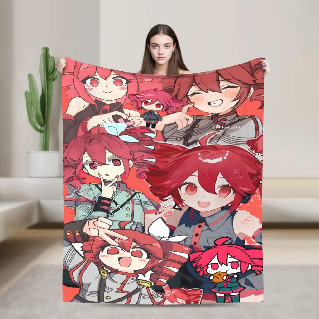 Teto Kasane Chibi Cartoon Anime Blanket Warm Novelty Plush Throw Blanket For Couch Chair Sofa Bed Flannel Bedspread Bed Cover