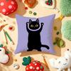 Little Black Cat Cushion Cover Soft Short Plush DoubleSided Printing Home Decor Machine Washable Pillow Case Gift