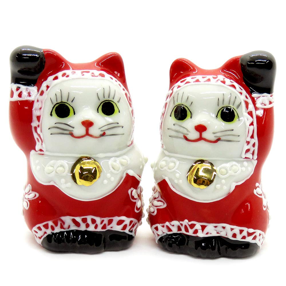 

Waza no Kura Maneki-neko Figurine, Kutani Ware, Chibi Maneki-neko, Santa Claus, Perfect for Store Openings, Birthdays, or as a Pair of Gifts