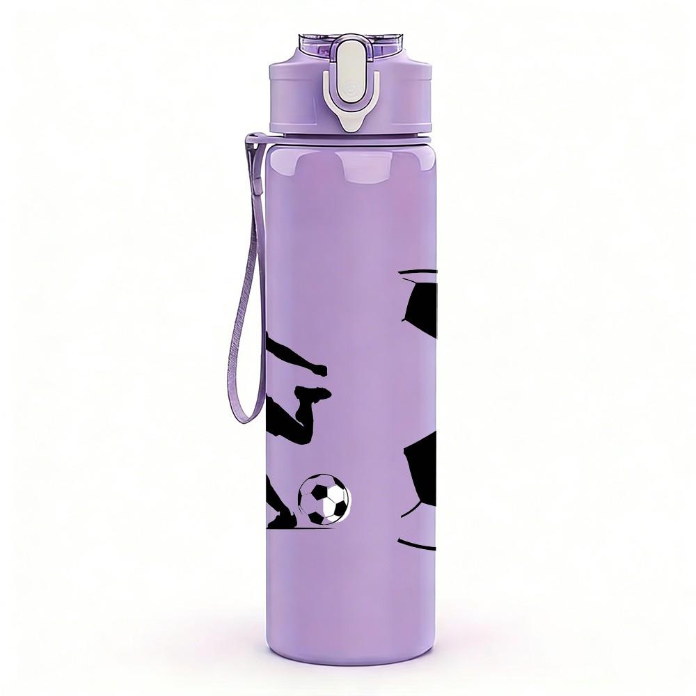 1PC Boy Play Soccer Football Sport Print 750ml Color Plastic Sports Water Bottle Leakproof Flip Straw Lid Suitable for Sports Office Home Use