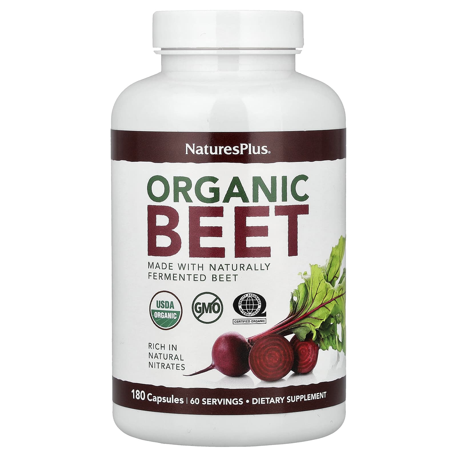 

NaturesPlus Organic Beets, 180 Capsules (666mg per capsule)