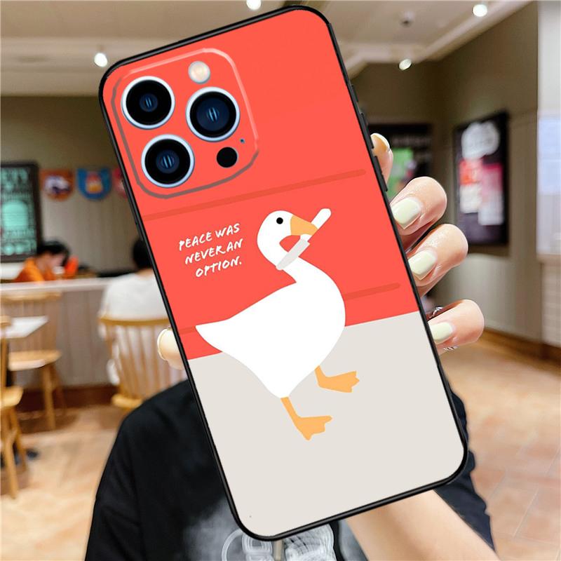 Cartoon Funny Goose Case For iPhone 17 16 14 13 12 11 15 Pro Max Mini Plus 16e 17 Air Bumper Cover Accessories