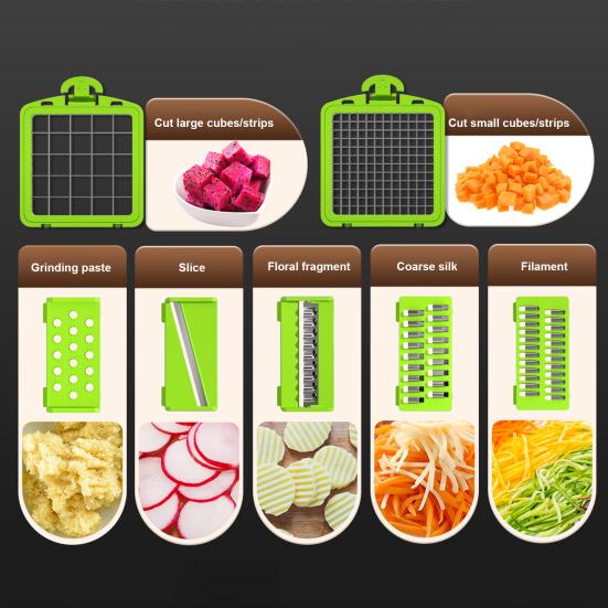 Vegetable Chopper 14-in-1 Kit Stainless Steel Onion Chopper with Container Veggie Cutter Kitchen Essential