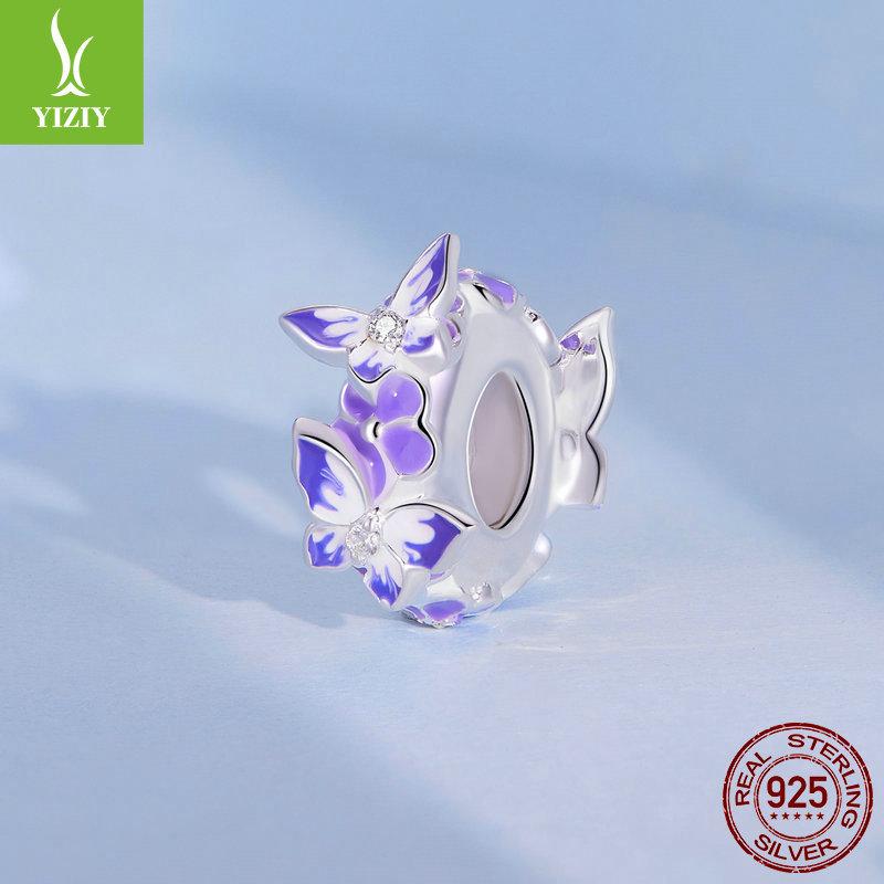 Design Gradual Change Oil Drop Butterfly Silicone Positioning Beads Exquisite And Elegant S925 Silver Bracelet Beads