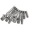 8-Piece Natural Color Electric Screwdriver Adapter Set: Includes 1/2" Square Head, 3/8", and 1/4" Hexagonal Rods.
