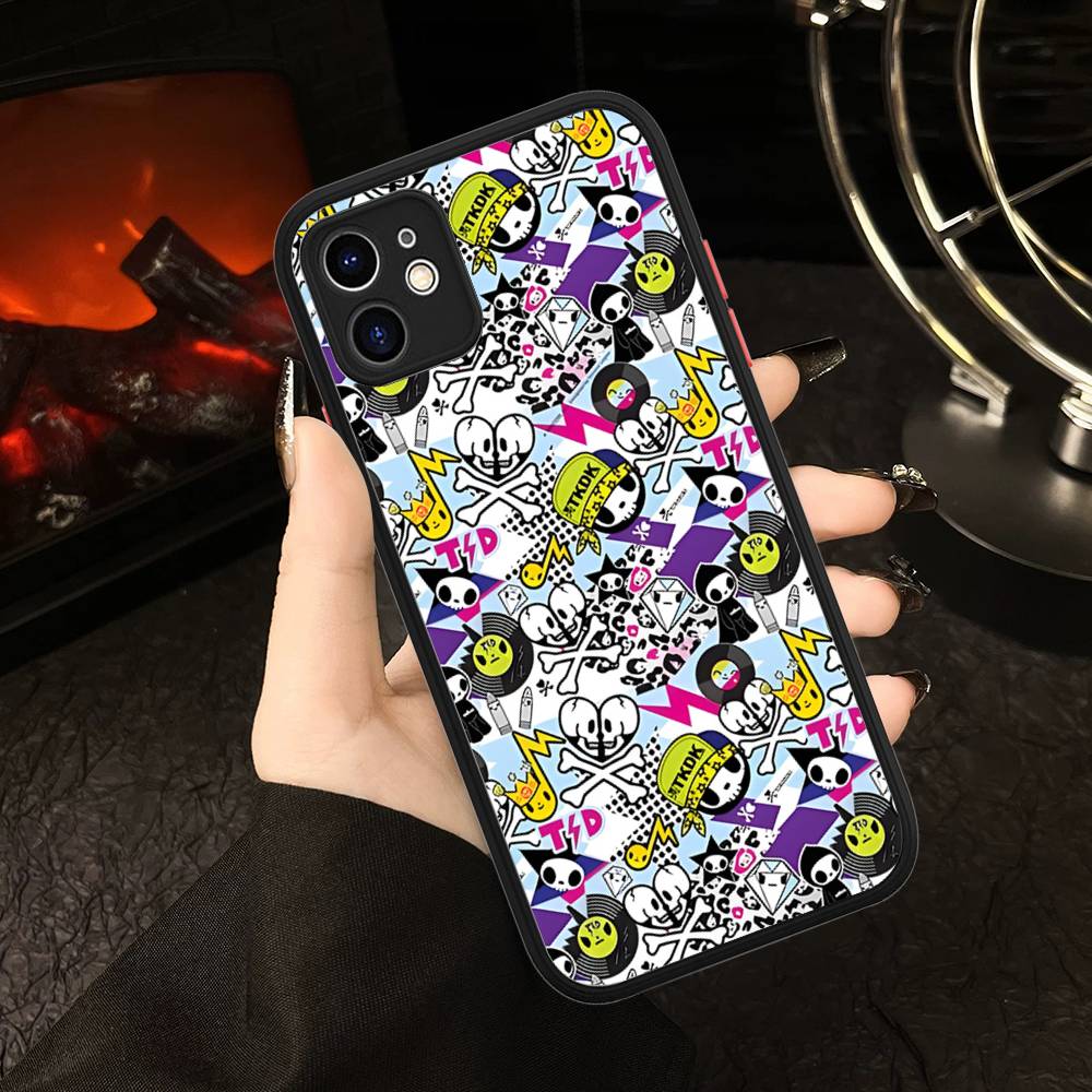 Character T-tokidoki For IPhone 16 15 14 13 12 11 Pro Max X XS MAX Plus Translucent Black Phone Cover