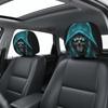 1pair Universal Fit Skull Headrest Cover Vivid Flat Print Gothic Seat Protector  Daily Commute