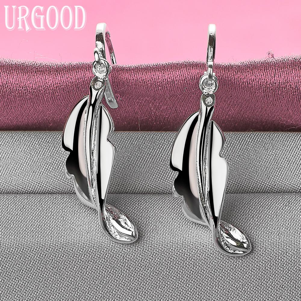 925 Sterling Silver Wedding Jewelry Fashion Leaf Earrings