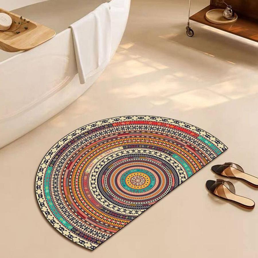 Entrance Door Carpet Semi-circular Bedroom Carpet Soft and Non Slip Bathroom Mat Door Mat