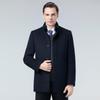 Men's Double-Faced Wool Coat with Detachable Down Lining, Wool Blend, Stand and Fur Collars, for Middle-Aged and Elderly.