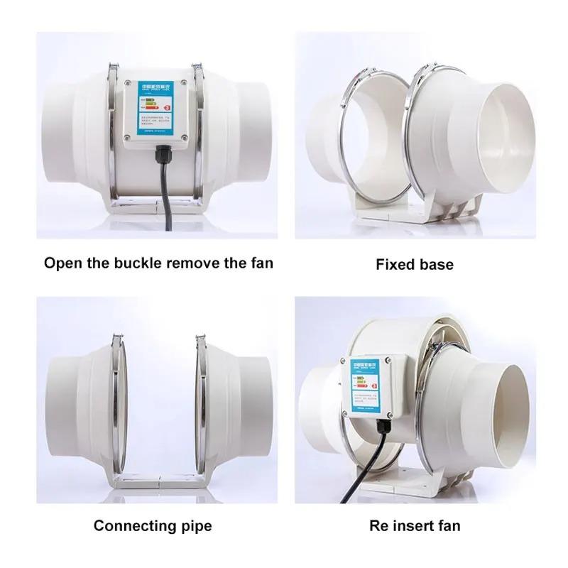 Exhaust Fans Home Silent Inline Pipe Duct Fan Bathroom Extractor Ventilation Kitchen Toilet Wall Air Clean Ventilator