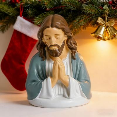 Yousheng Christmas Night Light Santa Prayer/Jesus Prayer/Bathtub Snowman/Santa Reading LED Table Lamp Winter Resin Sculpture for Mantel Shelf Bedside