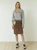 I Jeno Ri Brown Tweed Check Midi Skirt