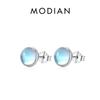 925 Sterling Silver Round Exquisite Moonstone 4 5 6 MM Stud Earrings Platinum Plated Charm Ear Studs For Women Jewelry
