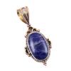 Natural Sodalite Gemstone 925 Solid Sterling Silver Two Tone Pendant 1.50" J8K15
