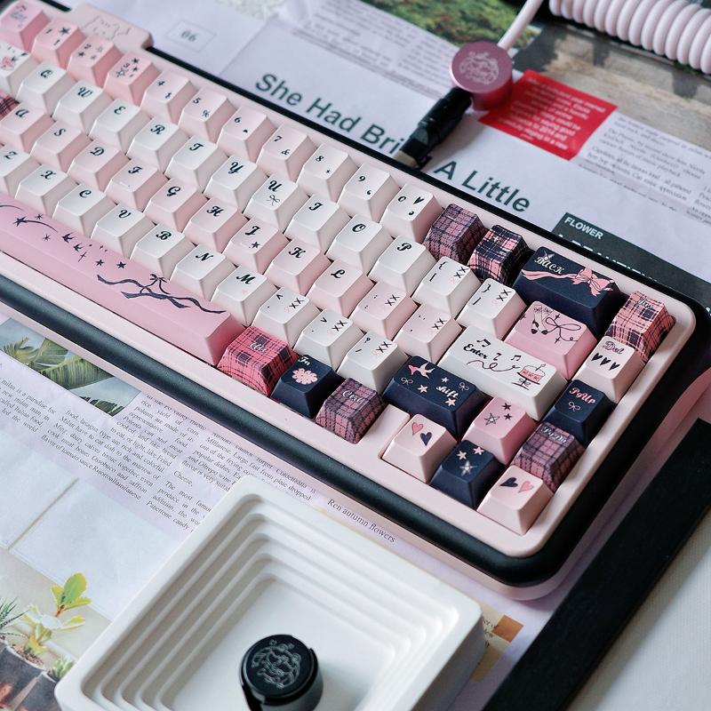 Pink Night Star Keycap Cherry Wall Thickness 1.6Mm Pbt Material Sublimation Nude Pink Keycap 142Keys2.25/2.75U Alice Keycap