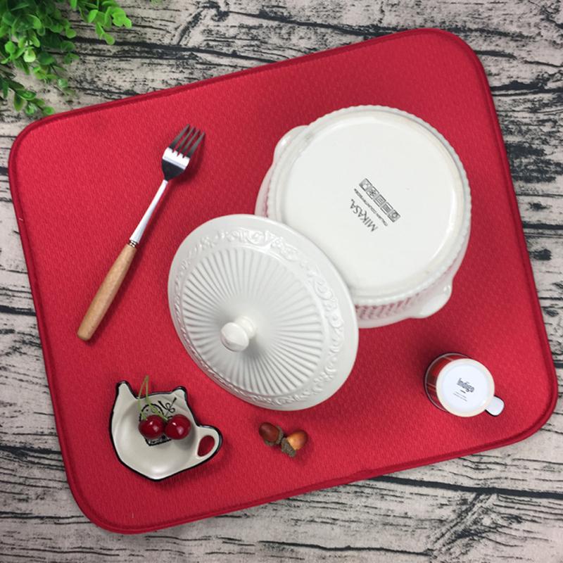 Mutfak Tezgahları, Lavabolar için Ultra Emici Çift Taraflı Mikrofiber Bulaşık Kurutma Matı ve Koruyucu -