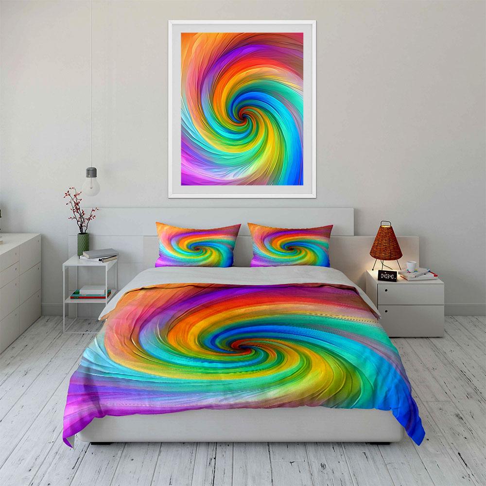 Rainbow Swirl Bedding Set Bedding Duvet Cover Set Duvet Cover Pillowcases (1 * Duvet Cover 2 * Pillowcases, Without Duvet Insert)